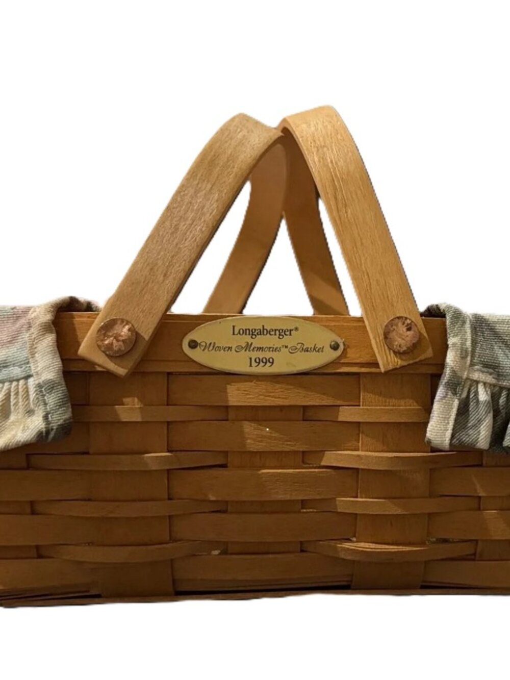 Longaberger Brown Woven Memories Basket Combo with Floral Liner